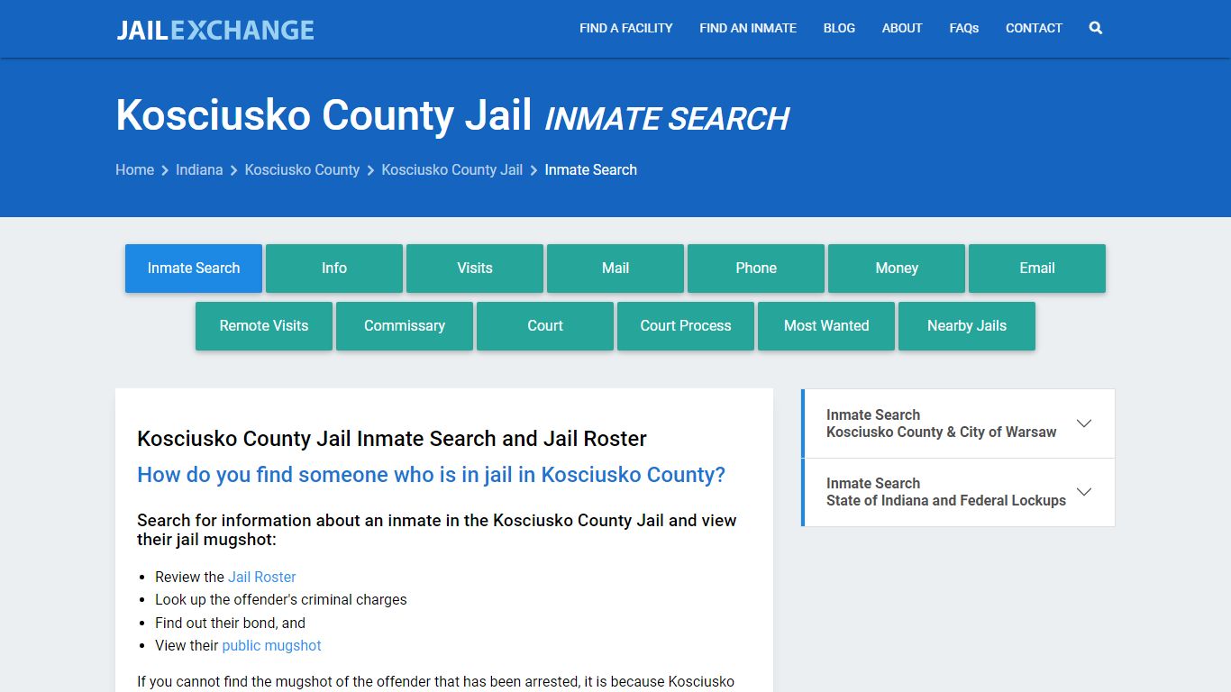 Kosciusko County Jail Inmate Search - Jail Exchange
